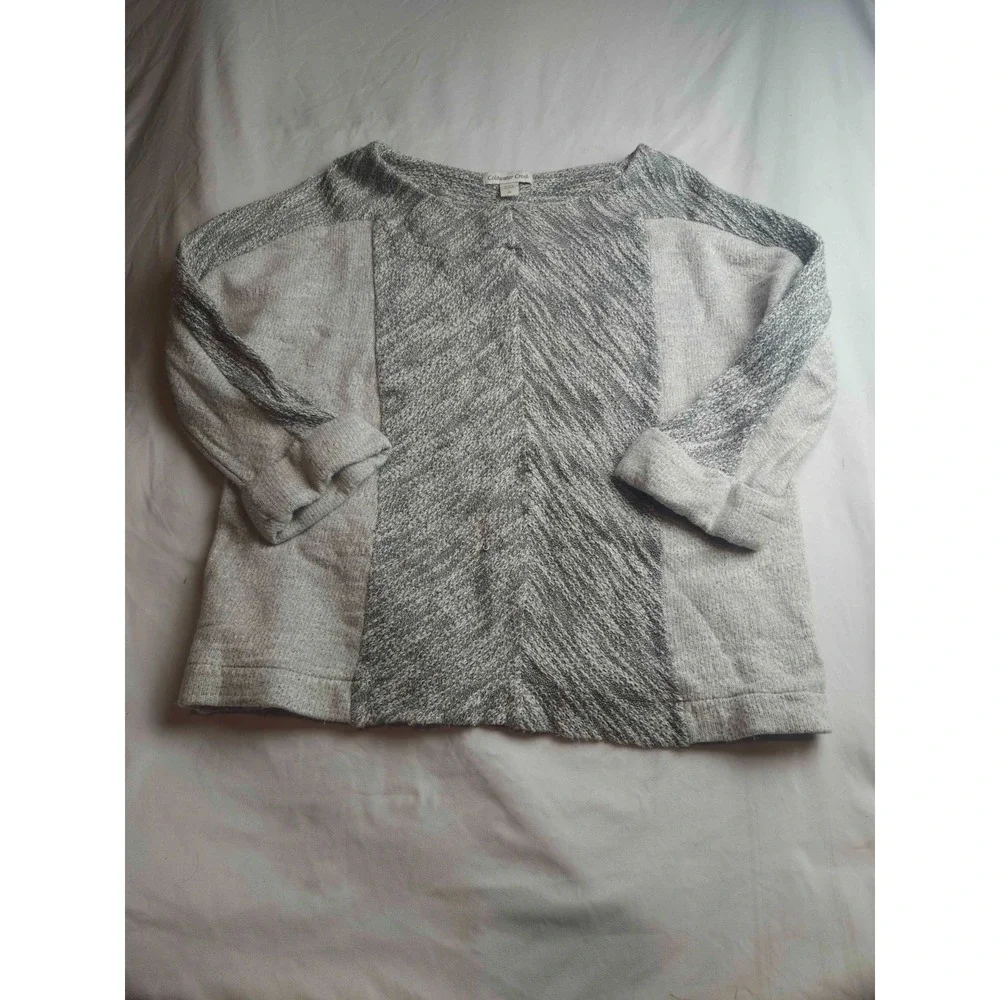 Coldwater Creek Sweater Womens L 14 Gray Coastal Grandma Quiet Luxury Minimalist